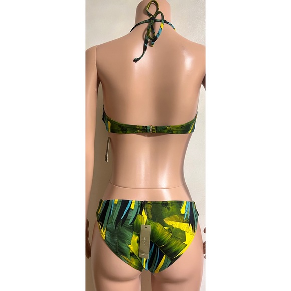 NWT J. CREW Set Jungle Tropical Leaf Green Yellow Mix Bikini 34B XS Set - Picture 4 of 13